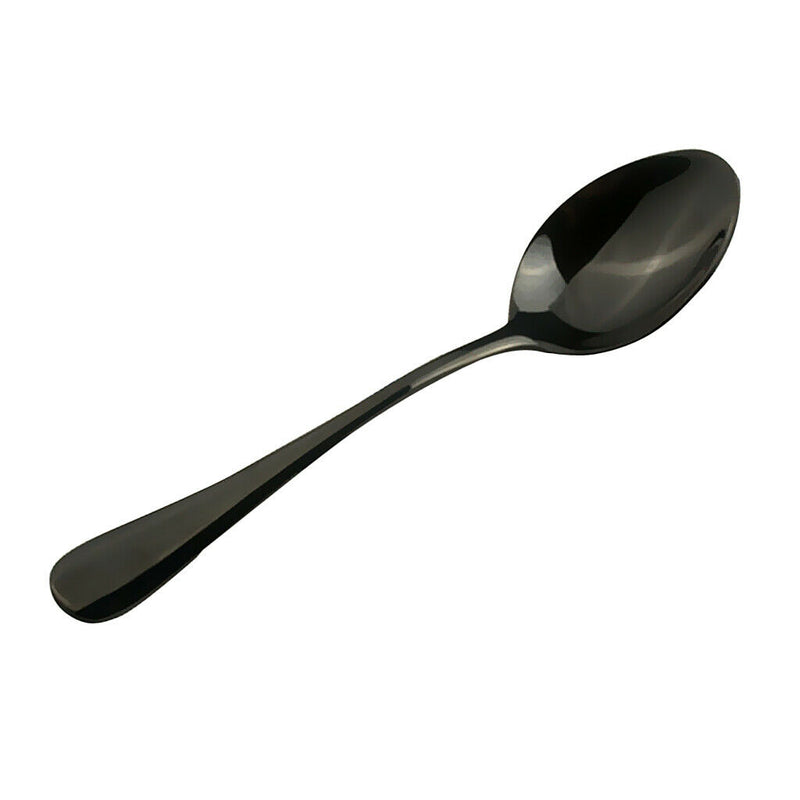2 piece Stainless Steel Cutlery Table Dinner Soup Tea Spoon Tableware Black