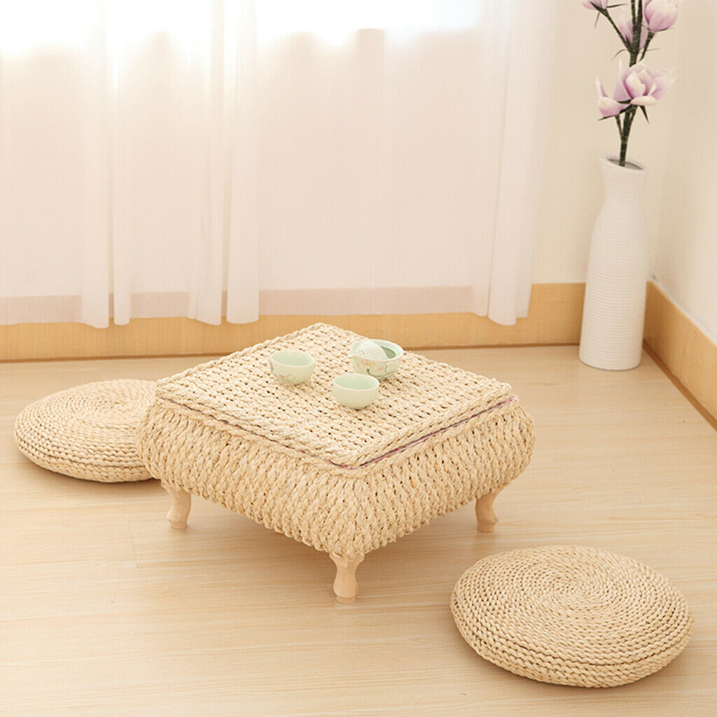 Functional Straw Futon Seat Cushion Dia. 30cm Tatami Yoga Meditation Pouf