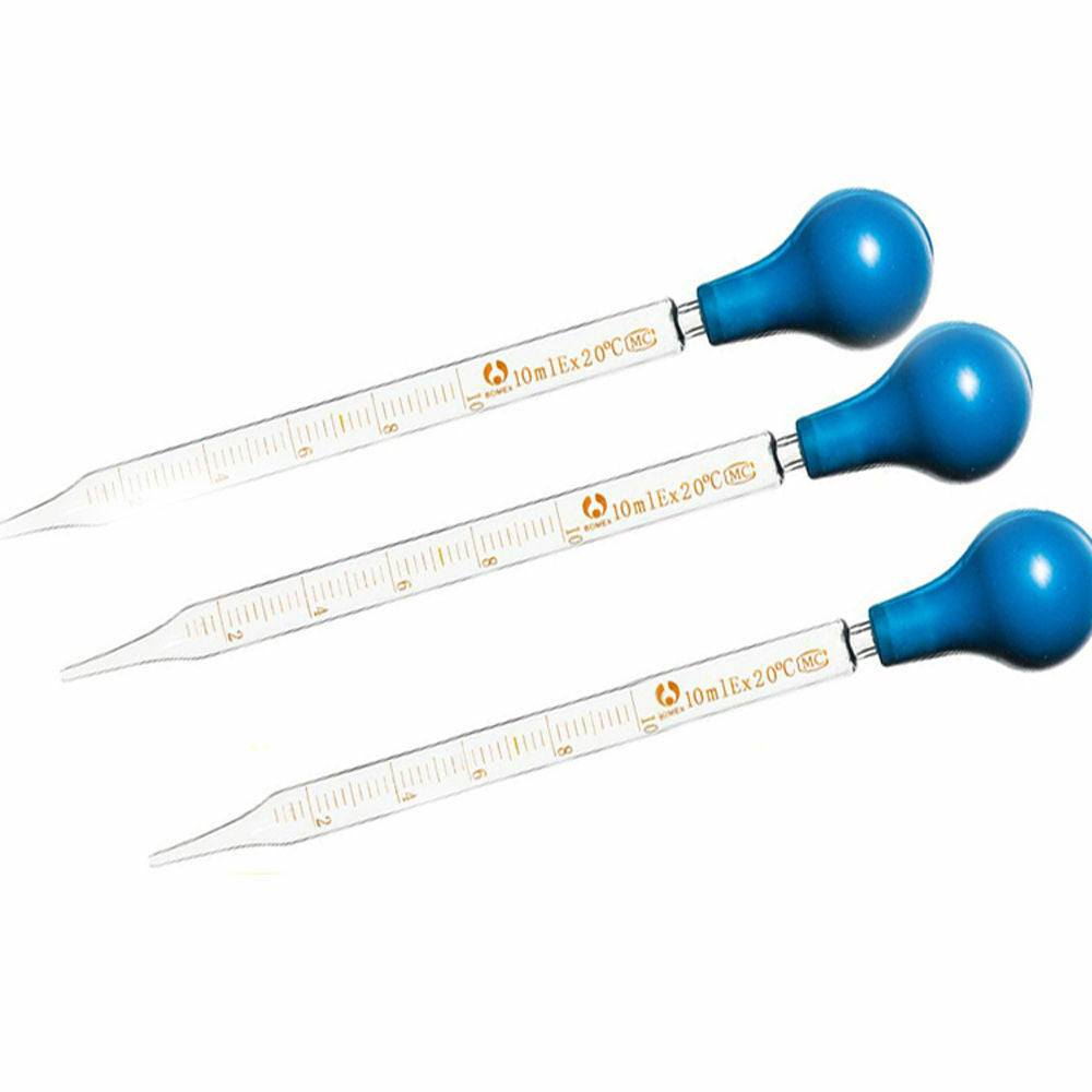 10ml Scale Line Reusable Laboratory Lab Glass Pipettes Dropper With Rubber Head