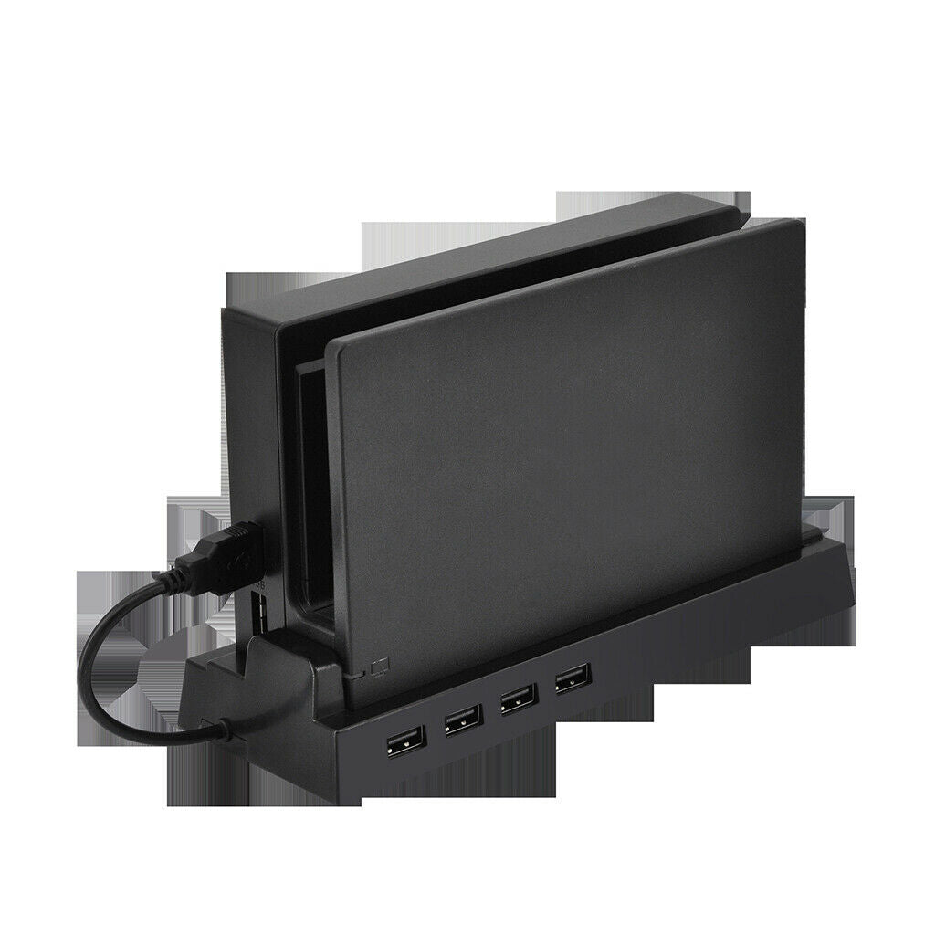 4-Port USB 2.0 Hub Dock Vertical Stand Ports for  Switch - Black