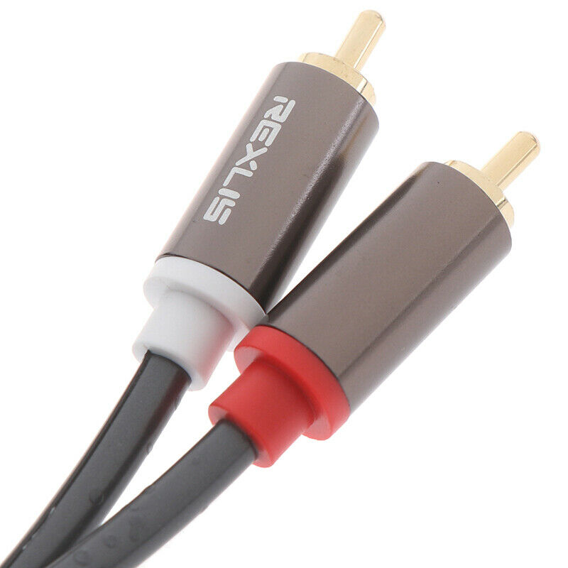 1m 2RCA Male to 2RCA Male Stereo Audio Cable Plated for HDTV DVD VCD Amplif~DD