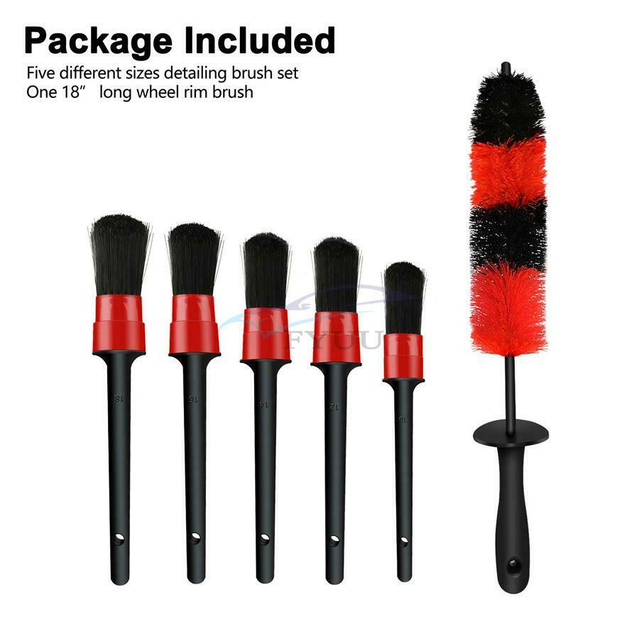 6x Car Motorcycle Wheel Rim Tire Detailing Brush Auto Care Exhaust Tip Brush Kit
