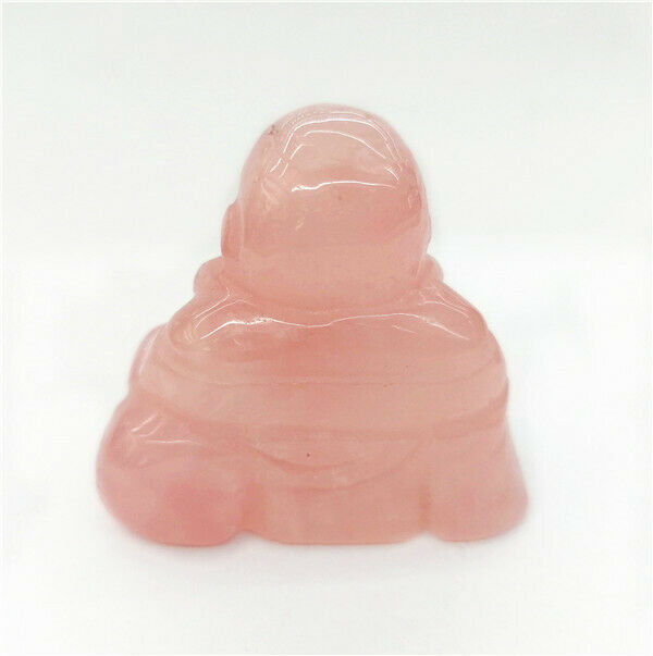 84g 50x47x30mm Natural Rose Quartz Carved Buddha Decoration Statue Decor HH7552