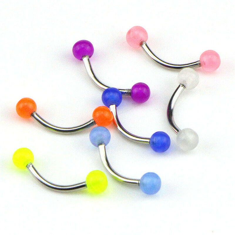 7PCS/Set Glow In The Dark Ball Barbell Eyebrow Rings Bar Tragus Piercin.l8