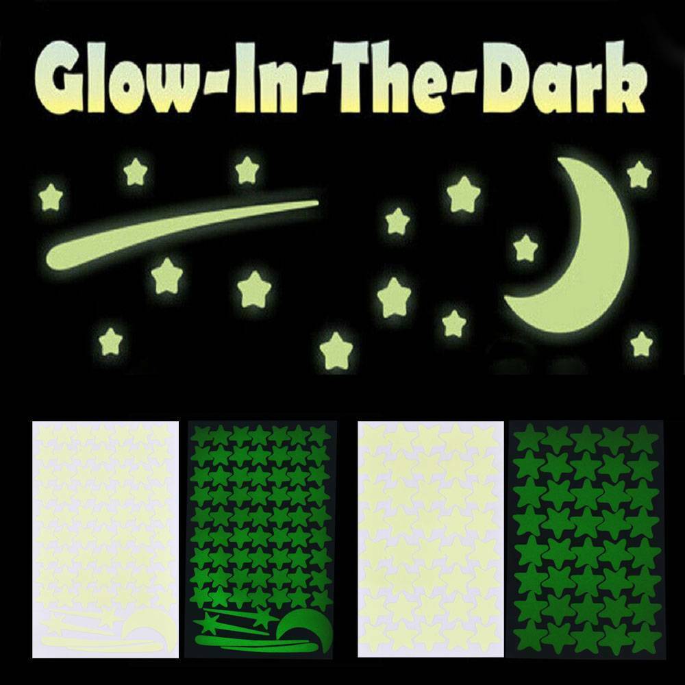103Pcs Glow In The Dark Star Wall Stickers Star Moon Luminous Kids Room Decor