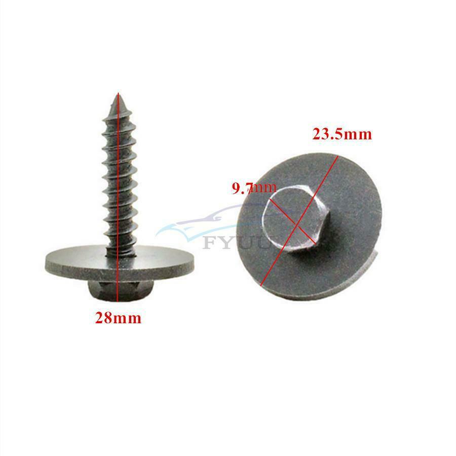 50PCS Metal Car Screw Body Fender Bumper Fixing Clip 9.7MM Hexagon (6-28mm)