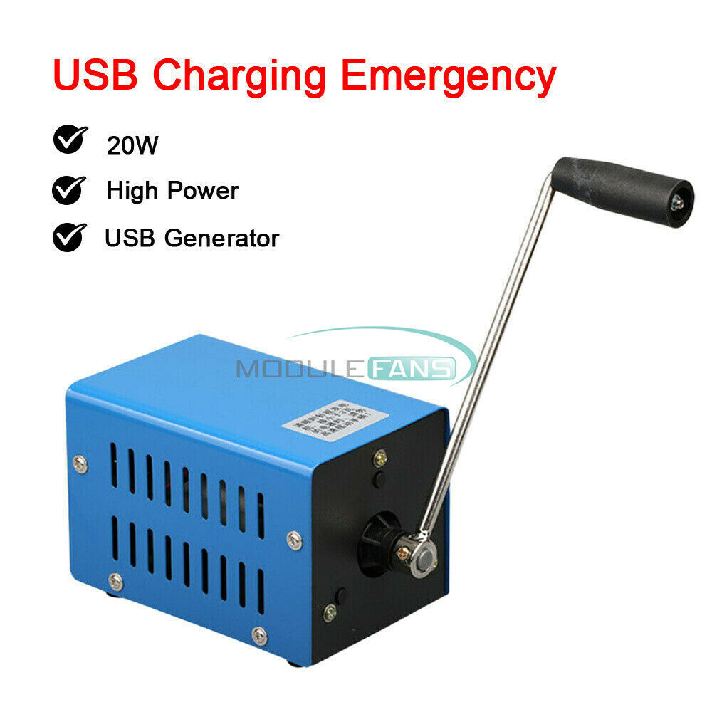 Portable Hand Manual Crank 20W Emergency Power Generator Electric USB Charger