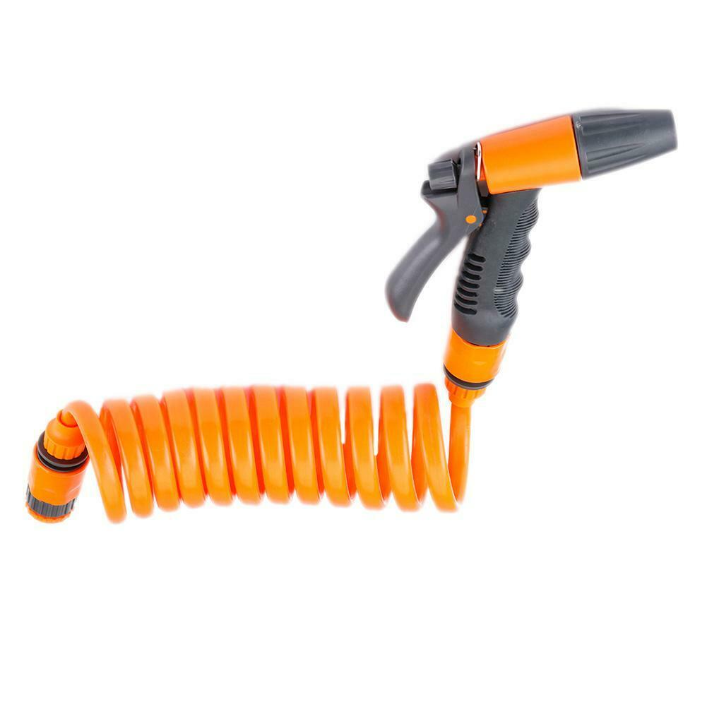 Garden Cleaning Water Gun with 2.5m Retractable Spring Hose Connector Set @