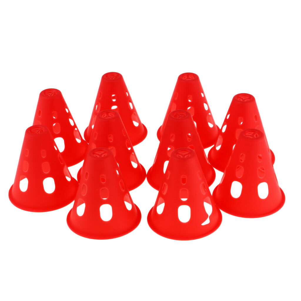2X  10pcs Plastic Windproof Roadblock Sport Training Traffic Road Cones Red
