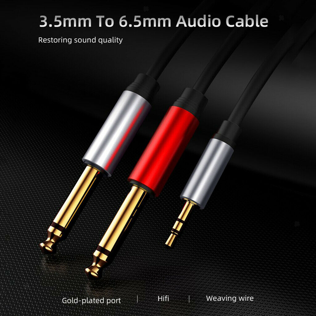 1/8 Inch TRS Stereo to Dual 1/4 inch TS Mono Y-Splitter Cable 3.5mm Male to 2x
