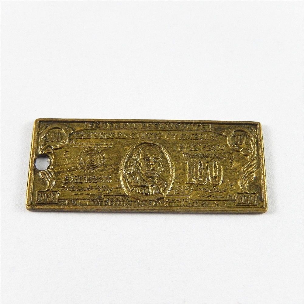 10 pcs Antiqued Bronze Banknote Alloy Charm Pendant Jewelry DIY Craft 42*18*1mm