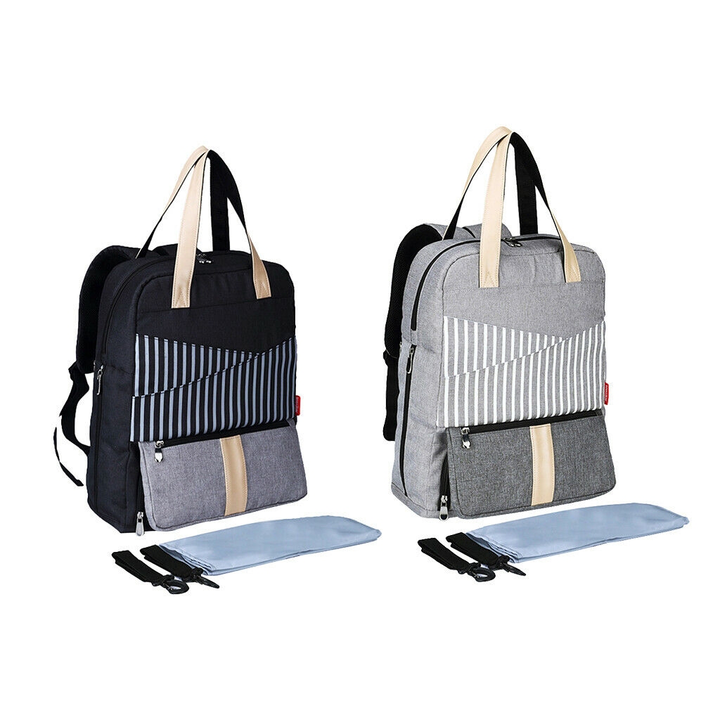 Waterproof Mummy Nappy Diaper Bag Baby Travel Changing Nursing Backpack Gray