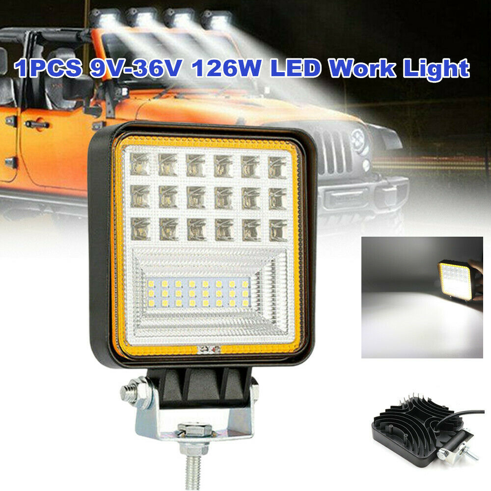 126W Led Work Light Off-Road Headlight 9V-36V Spot Light Tractor Truck Excavator