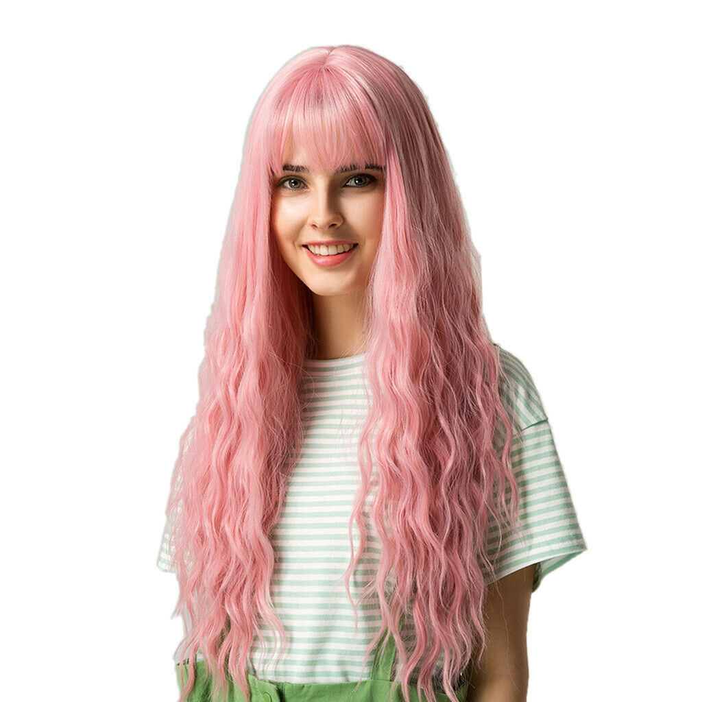 24'' Elegant Women's Curly   Center Parting Wigs Wig with Flat Bangs