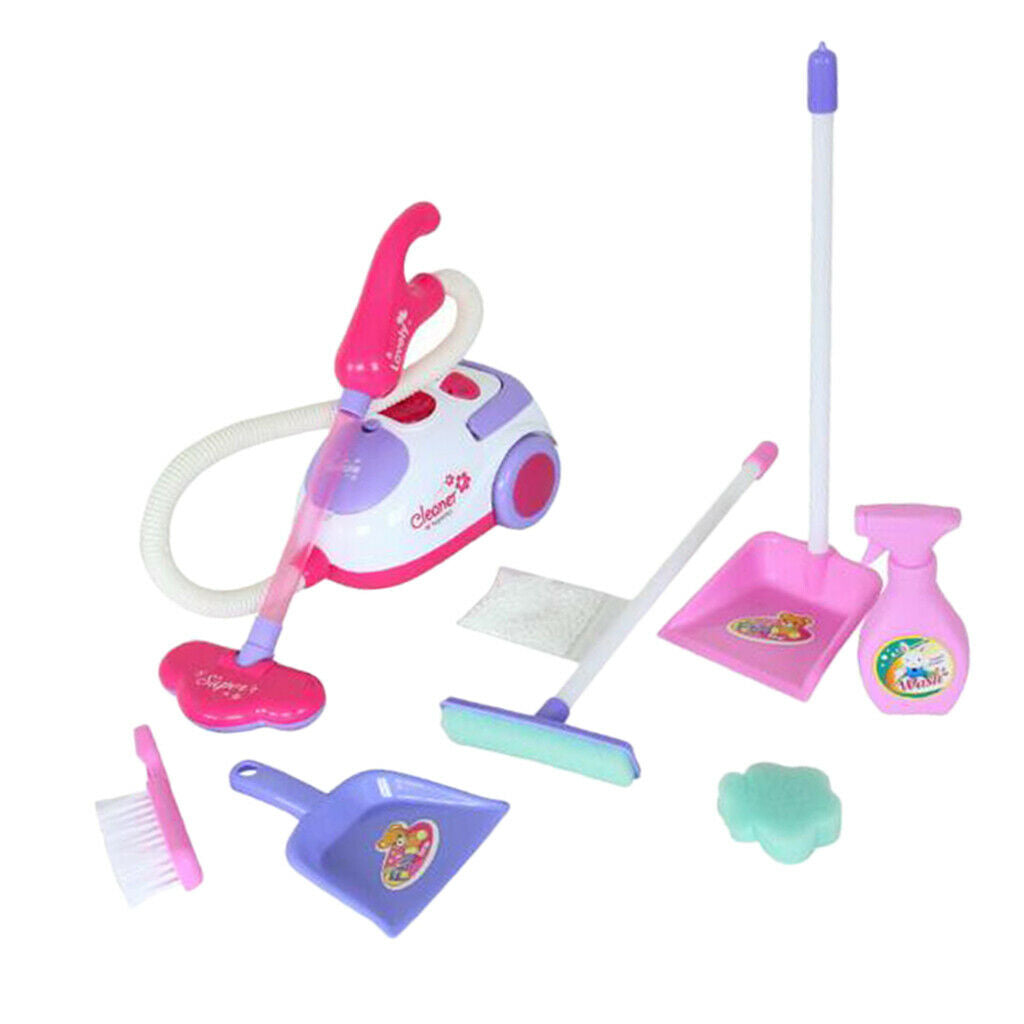 Pretend Play Vacuum Cleaner Set Mini Light Sounds Broom Toys for 3+ Kids