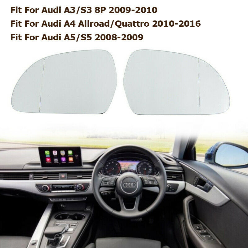 Pair Wing Rearview Mirror Glass Heated Fits Audi A3/S3 A4 A5 A6 A8 Q3 2008-2009