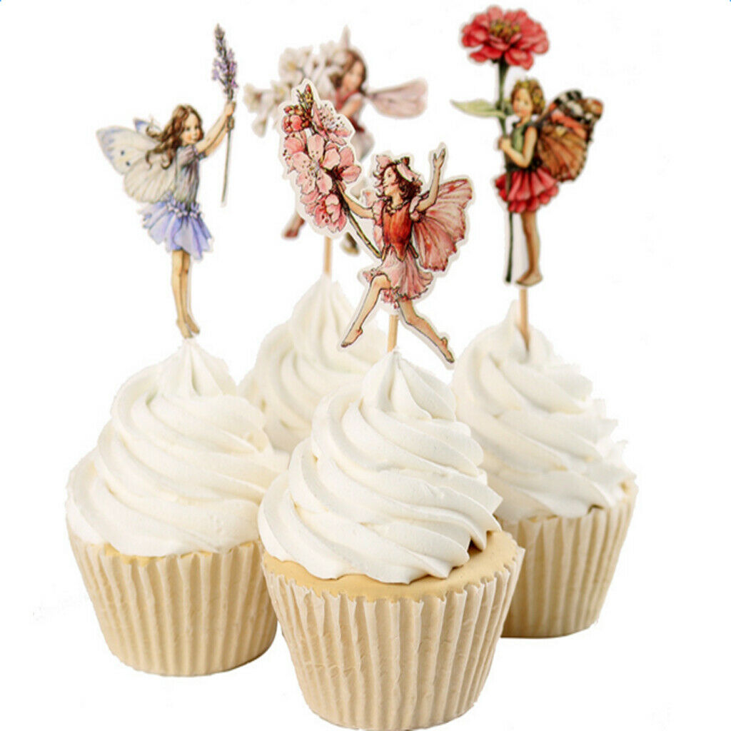 24x Flower Fairy Pixie Cupcake Cake Topper Birthday Baby Shower Party Favor