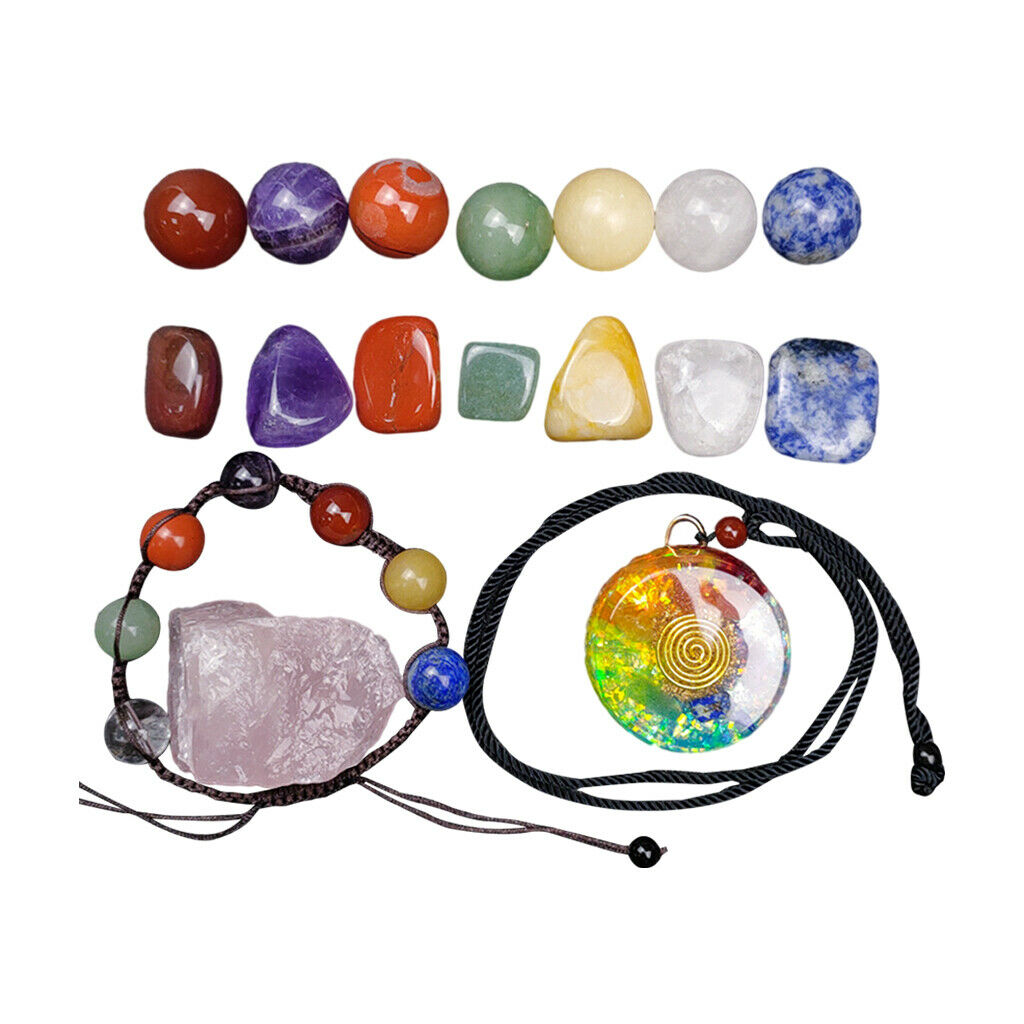 Rough Stone Tiger Eye Fluorite with Necklace Balancing Home Ornament