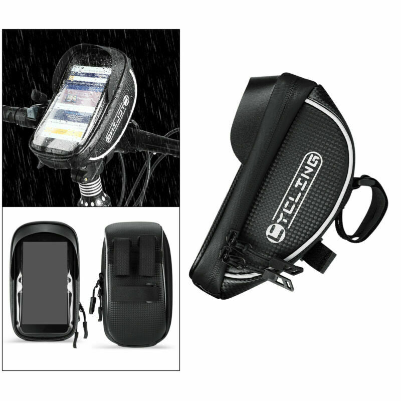Waterproof Bicycle Phone Frame Bag Cycling Double Pouch Bike Accessories
