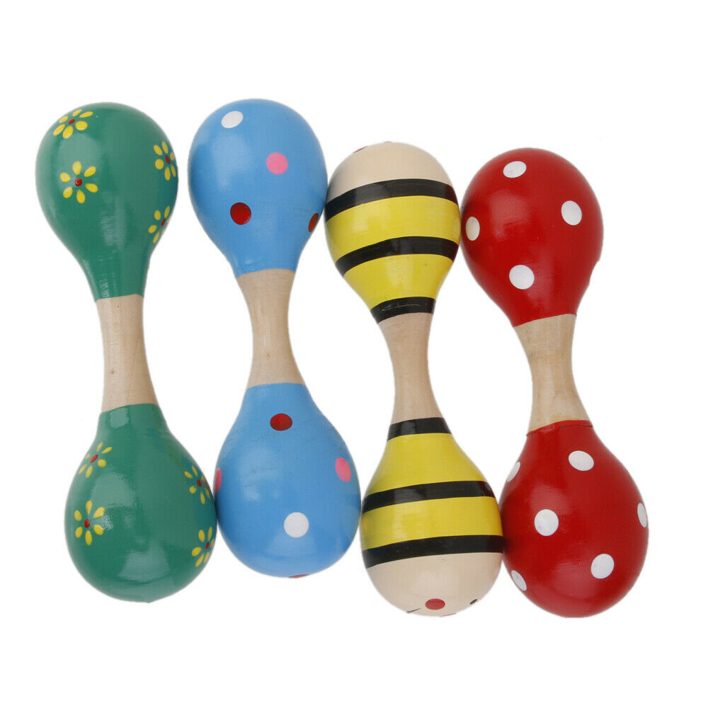 Colourful Wood Hand Drum Maraca Percussion Instrument Kids Adults Toys Gift