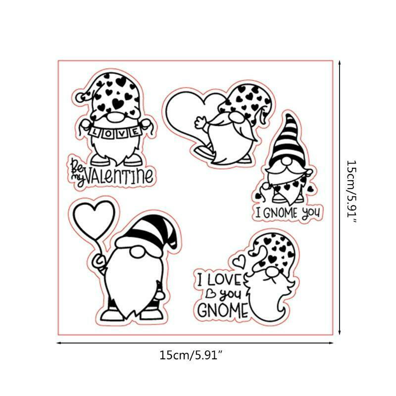 Heart Gnome Silicone Clear Seal Stamp DIY Scrapbooking Embossing Photo Album