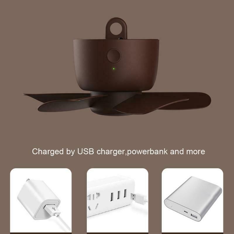 USB Rechargeable Remote Control 8hours Timer 4 Speed Ceiling Fan for Tent Home
