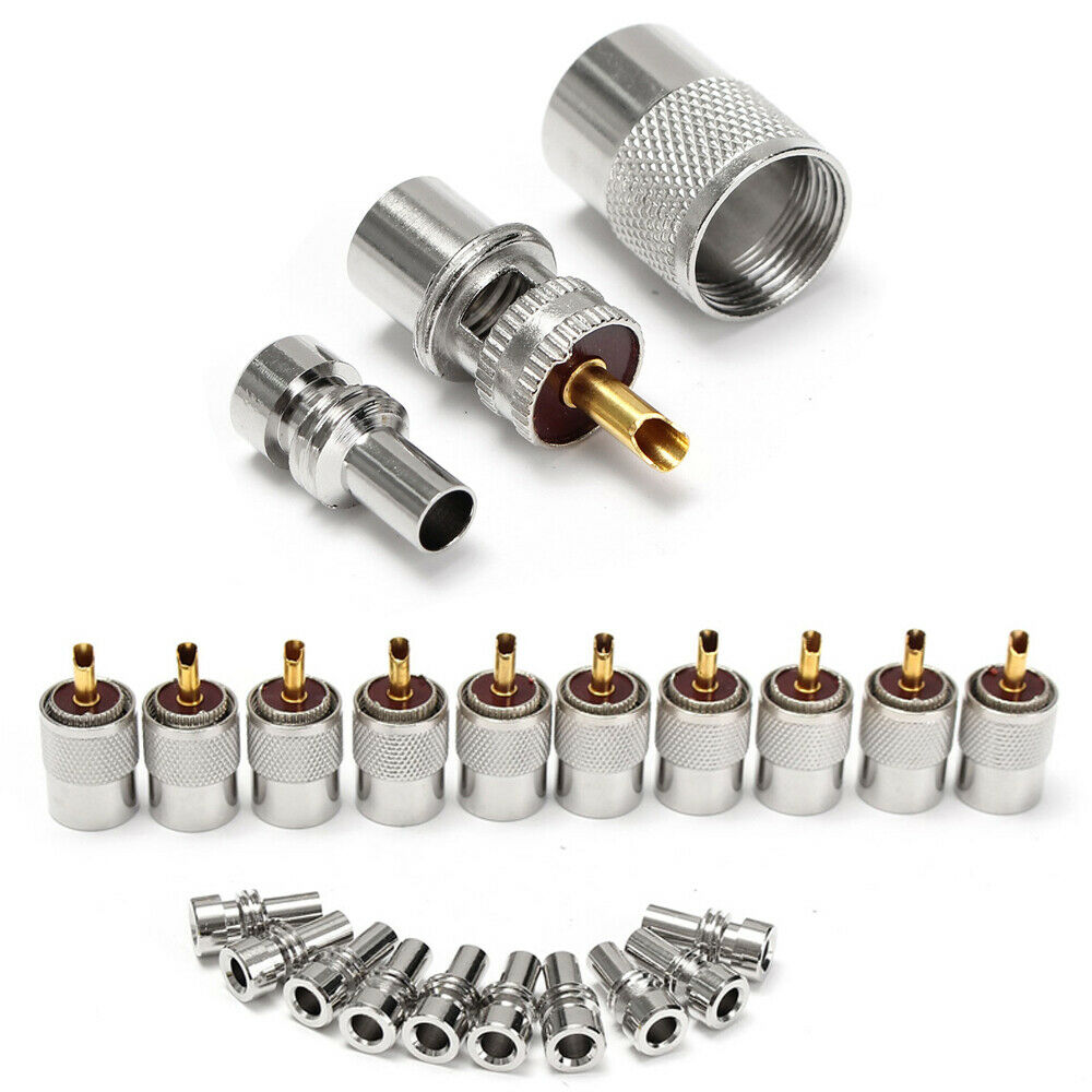 10pcs PL259 Solder Connector Plug With Reducer for RG8X Coaxial Coax Cable Kit
