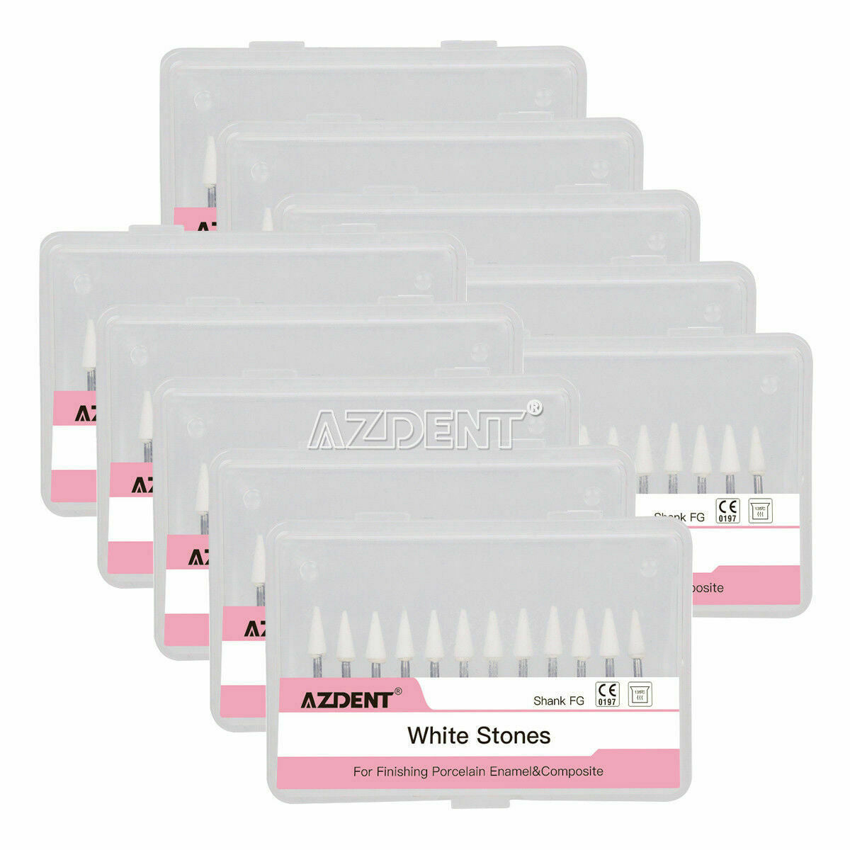 20X AZDENT Dental Polishing FG Burs Abrasion Cone White Stone CN1 Points Burs