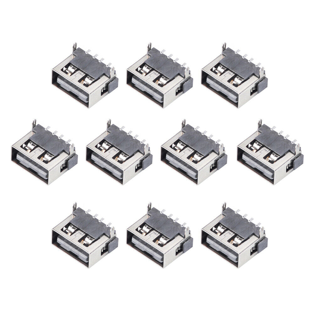 10Pcs/Lot USB 2.0 Type A  Female 4 Pin 30V 1A Connector Flat Port Jack Tail Plug