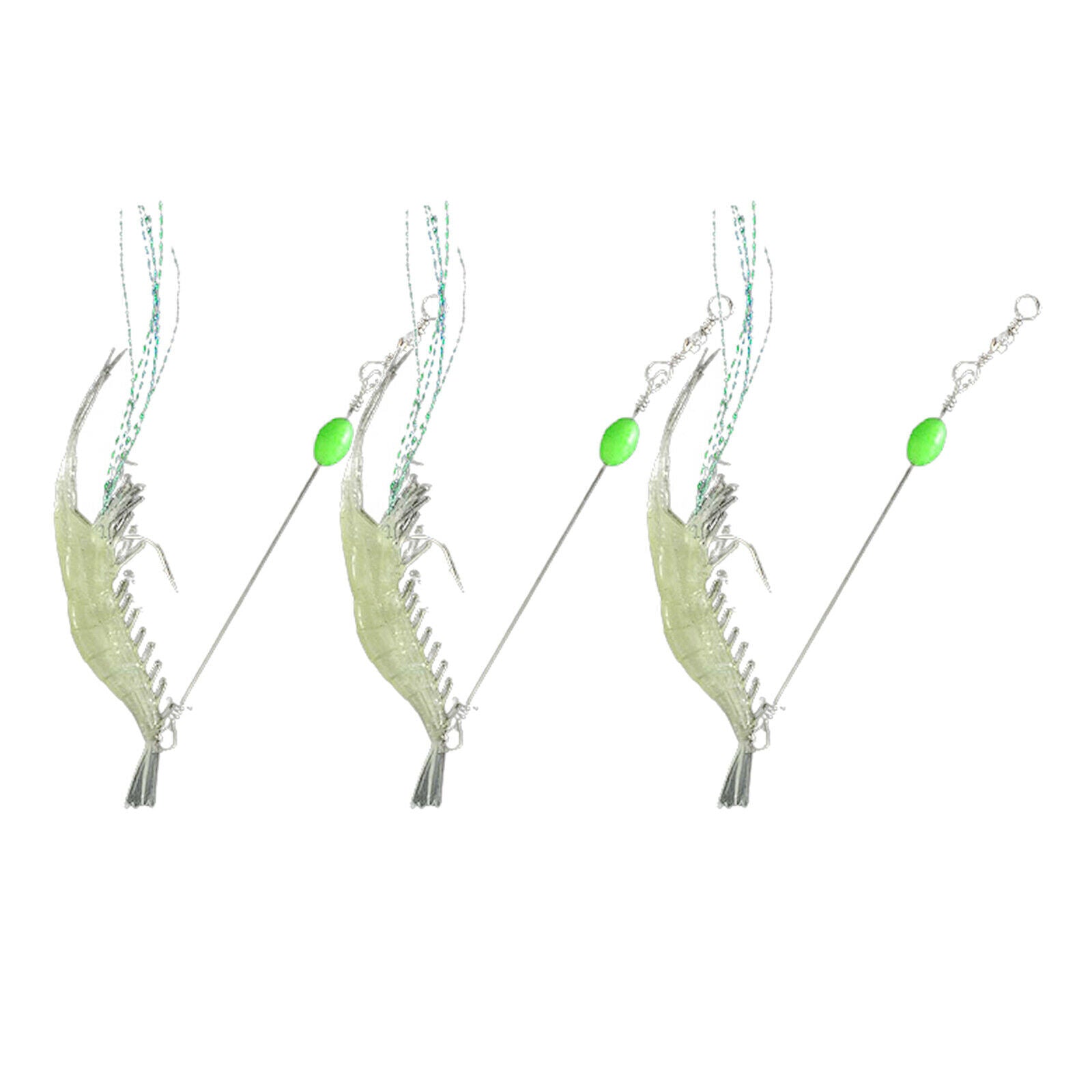 3x Shrimp Lures Bait Fishing Simulation Shrimp Saltwater Hook Luminous
