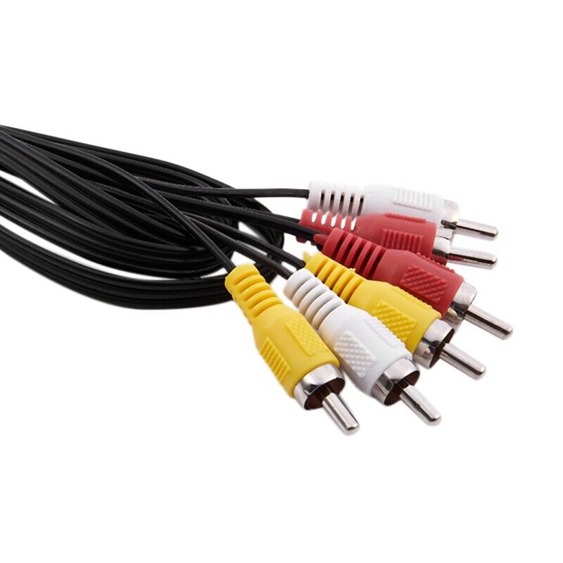 Three RCA Male to Male Plug Audio Video AV Cable Cord Black 1.5M U4T9T9
