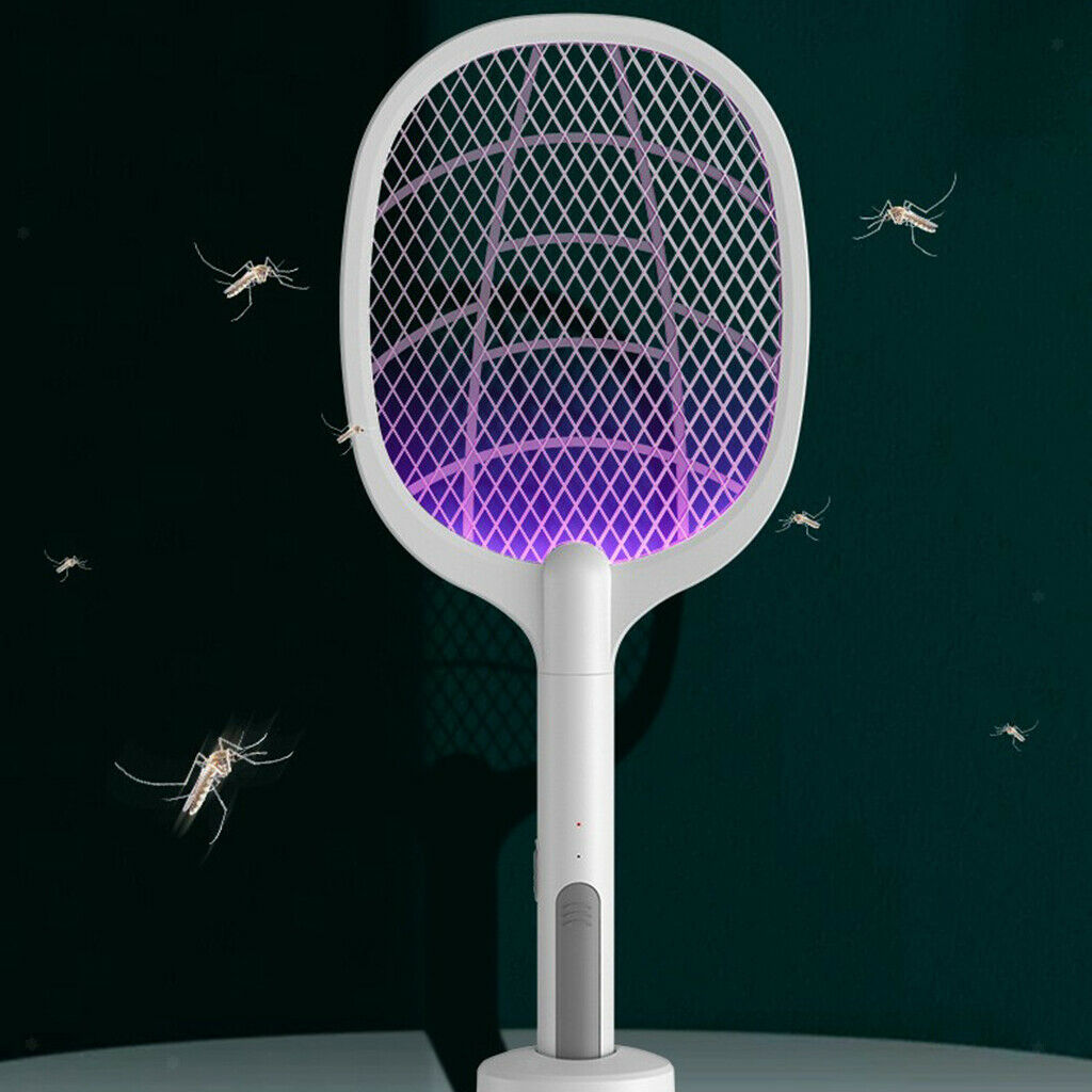 Electric Rechargeable Mosquito Swatter Repellent LED Bug Fly Zapper Racket