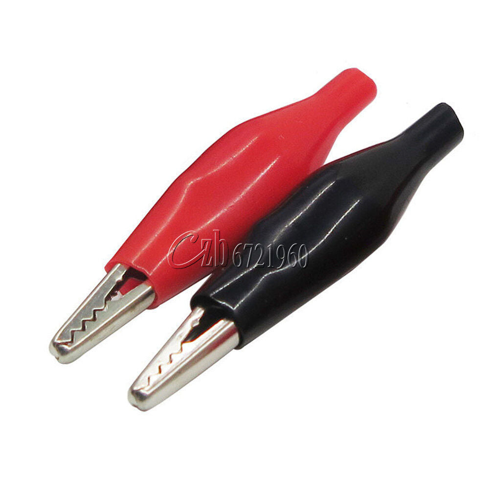 20pcs P2001 Black Red Soft Plastic Coated Testing Probe Aligator Clips Crocodile