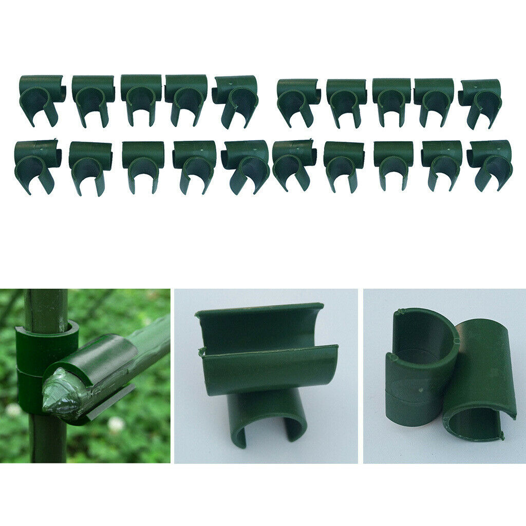 20Pcs Plant Stakes Connectors Plastic Cross Clips Plant Support Clamp 8+11mm