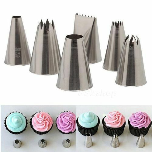 6pcs Icing Piping Nozzles Tips Tool Set For Cake Puff Decorating Sugarcraf.l8
