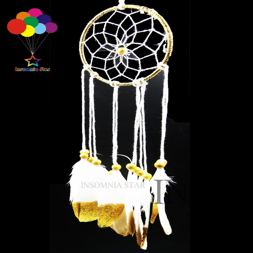 Boho style Dream Catcher Circular white Goose Feather WISH Hanging Dreamcatcher