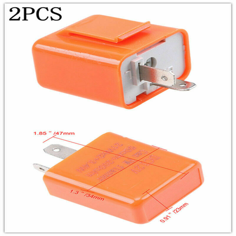 2PC 2-Pin Indicator Light 12V Flasher Relay LED Turn Signal Unit Universal Motor