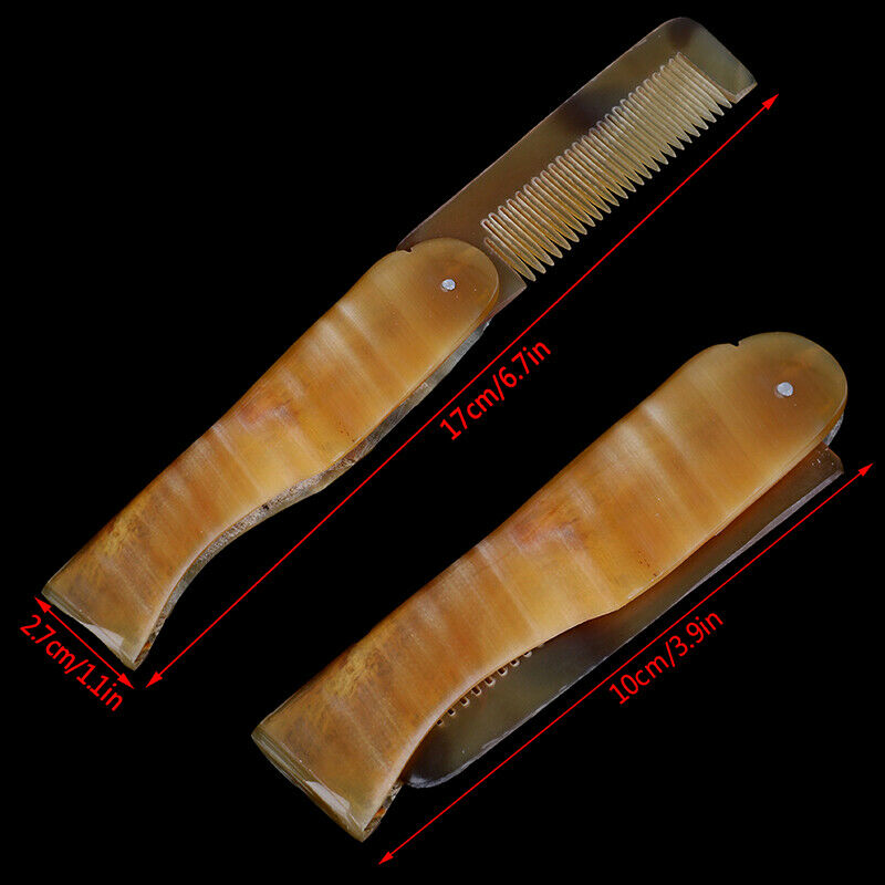 Yak Horn Comb Foldable Pocket Clip Moustache Beard Styling Hairdressing T.l8