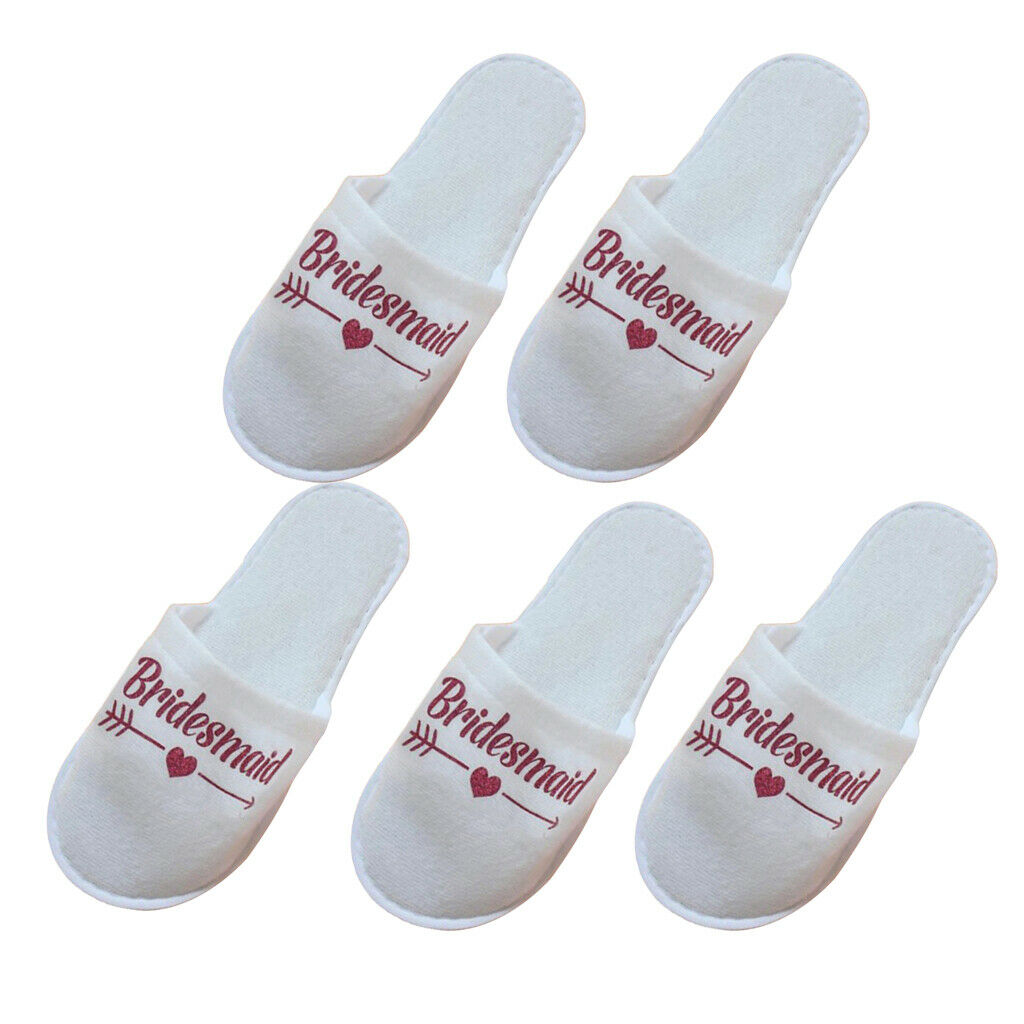 5Pairs Anti-Slip Bridal Shower Bridesmaid Sauna Travel Hotel Home Slippers