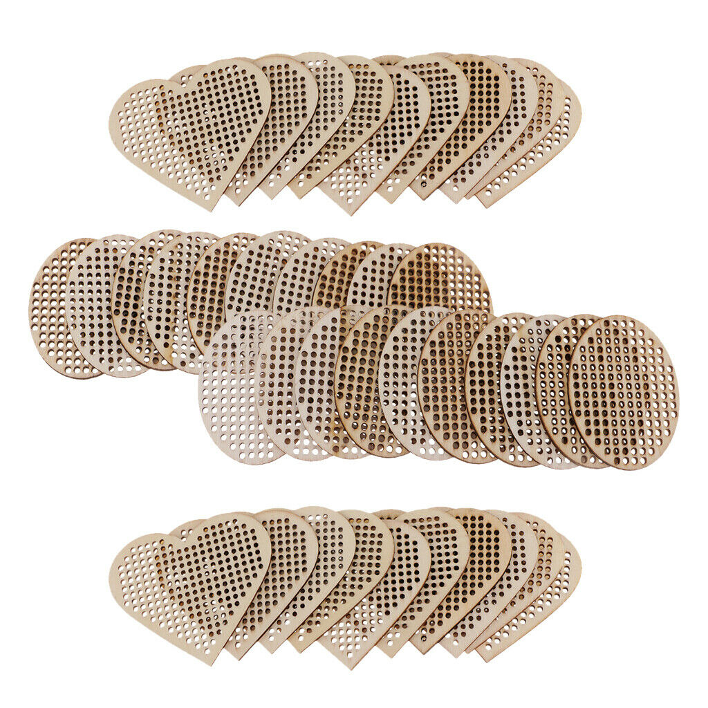 40pcs Wooden Shaped Multi-holes Wooden Pendants For Counted Cross Stitch Kit