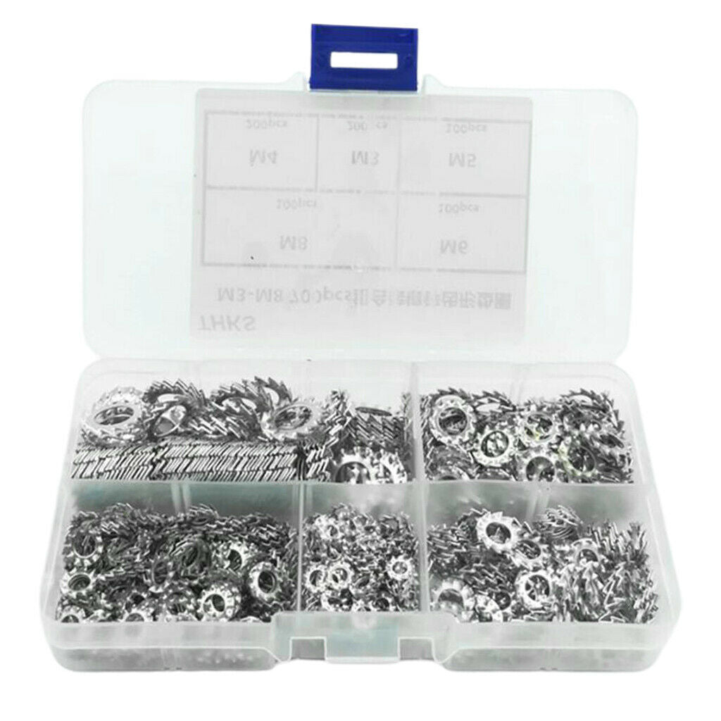 700pcs Lock Washers Galvanized Serrated Tooth Lock Washer Flat Washer Set