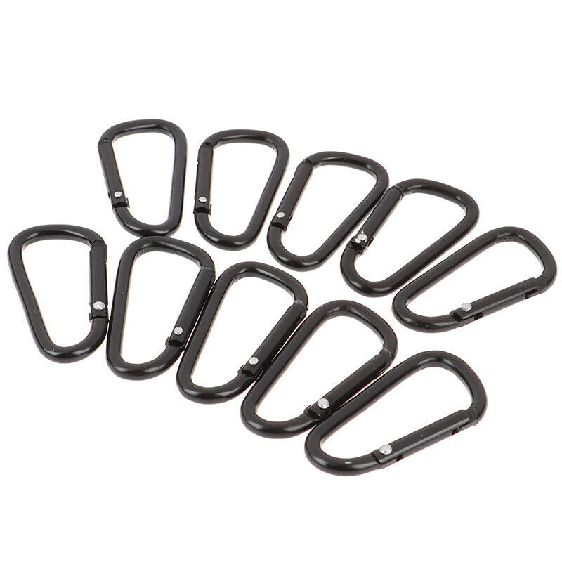 10Pieces Black D Shaped Aluminum Alloy Carabiner Hook Keychain Accesso.l8