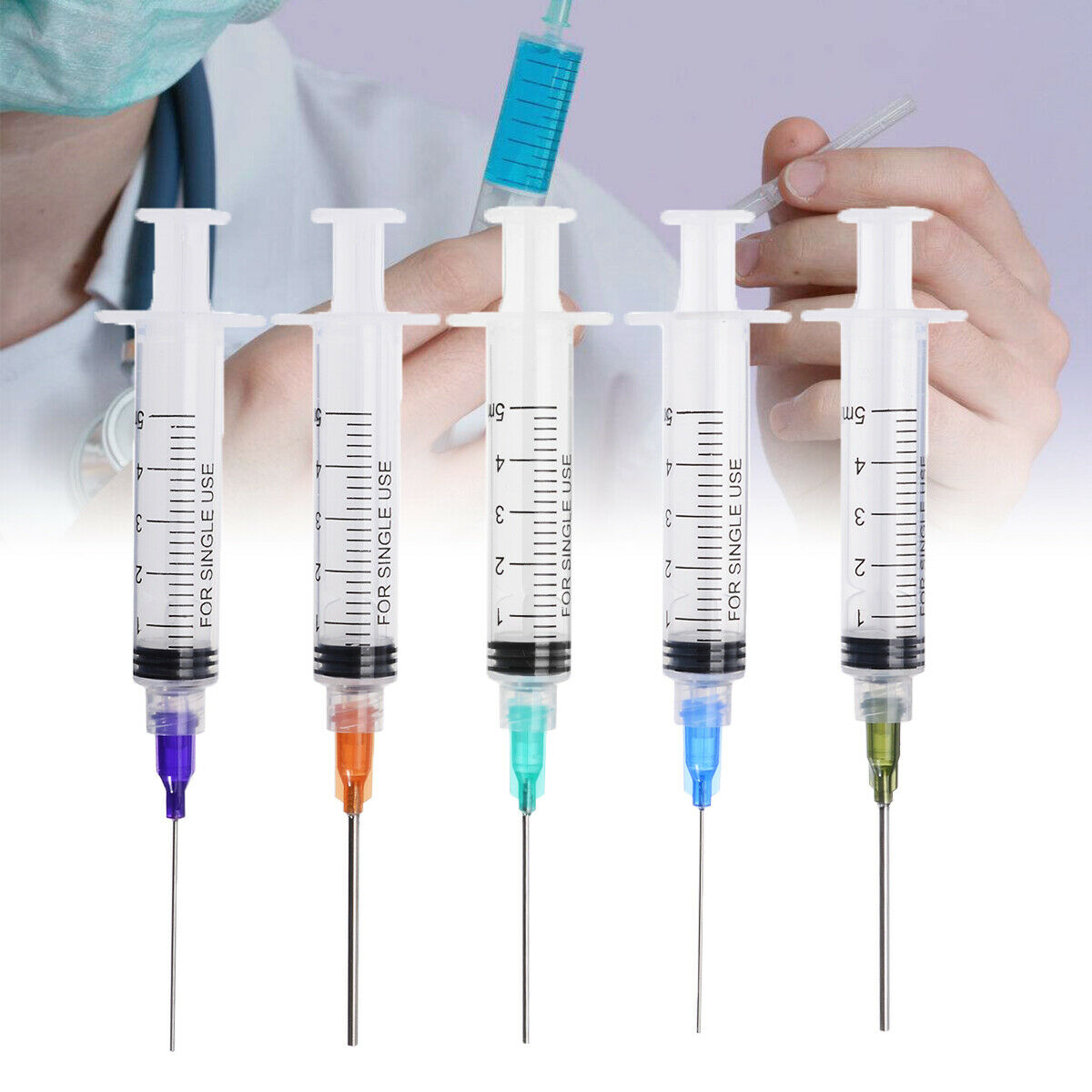 5x 5ml Syringe Crimp Sealed-Blunt Chemical Tips 1.5'' For Liquid Glue Oil Ink