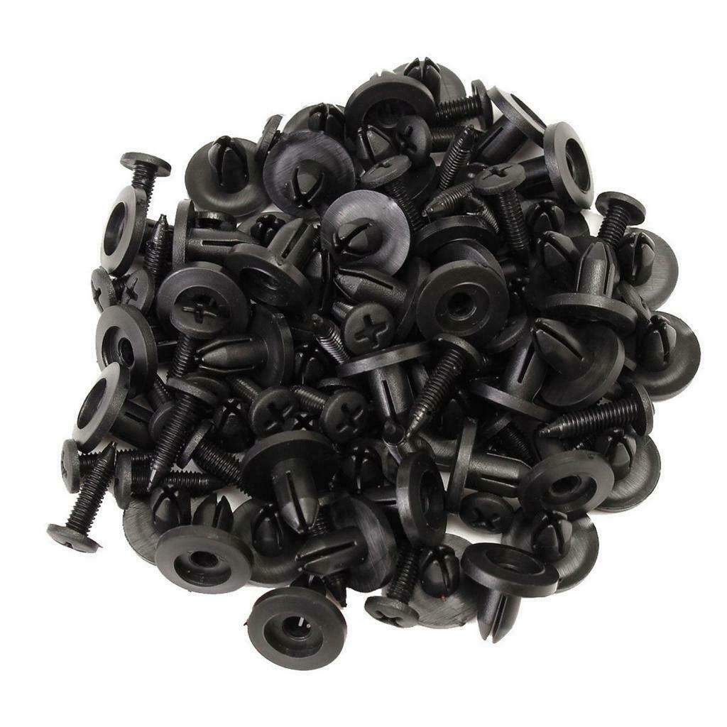 100x Bumper Clips Trim Push Door Panel Nylon Fastener Clips Set Black New
