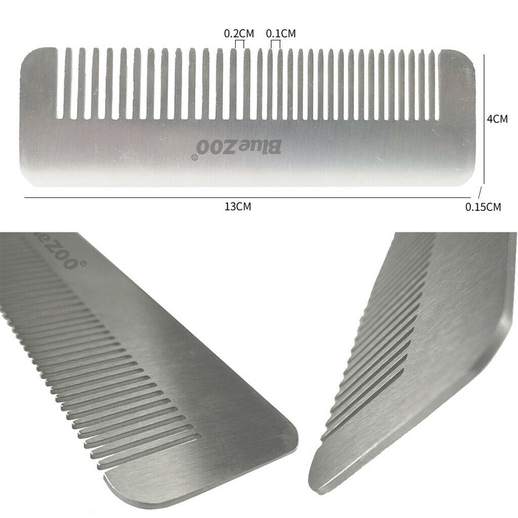2-in-1 Stainless Steel Static Free Beard Detangling Grooming Trimming Comb