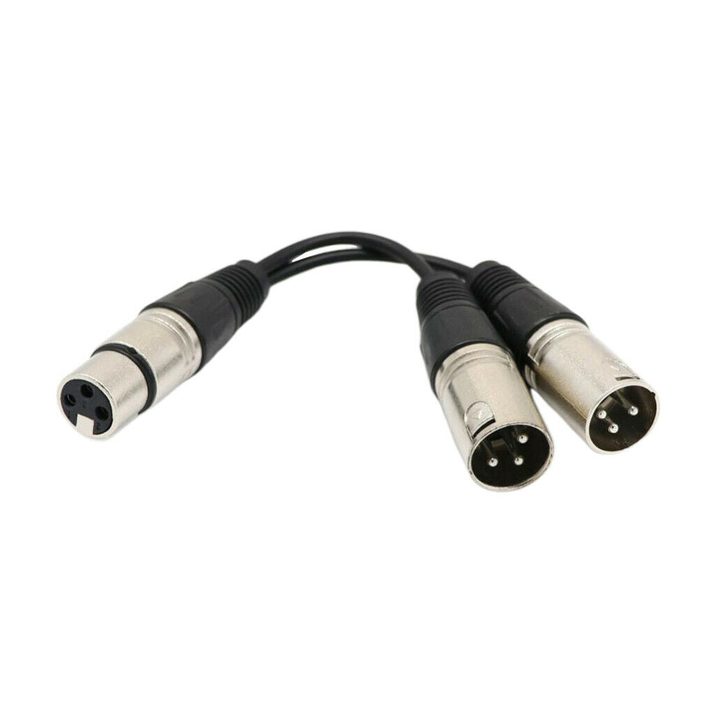 6" XLR 3 Pin FEMALE  To 2 Dual MALE Plug Y SPLITTER Mic PA DJ Cable