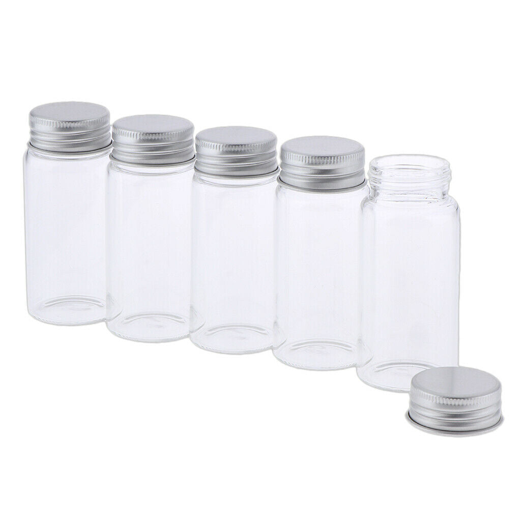 5Pcs Refillable Glass Makeup Bottles Cosmetic Pills Storage Containers 55ml