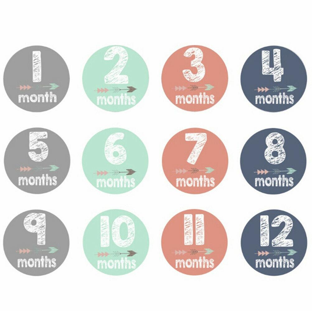 12Pcs/Set Baby 1-12 Monthly Photograph Stickers DIY Baby Shower Stickers J.l8