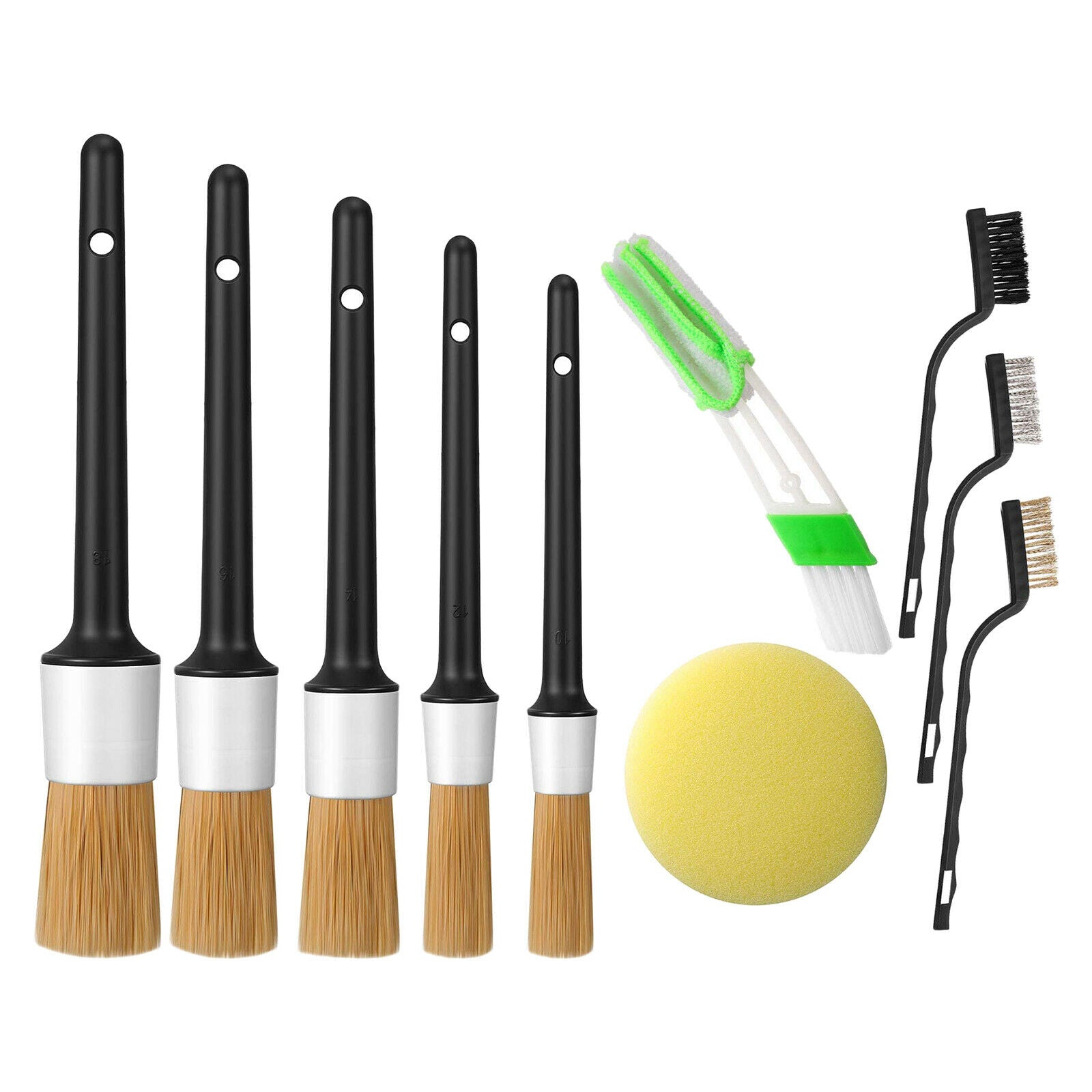 10x Automobile Detailing Brush Kits Wheel Engine Clean Brush Waxing Sponge