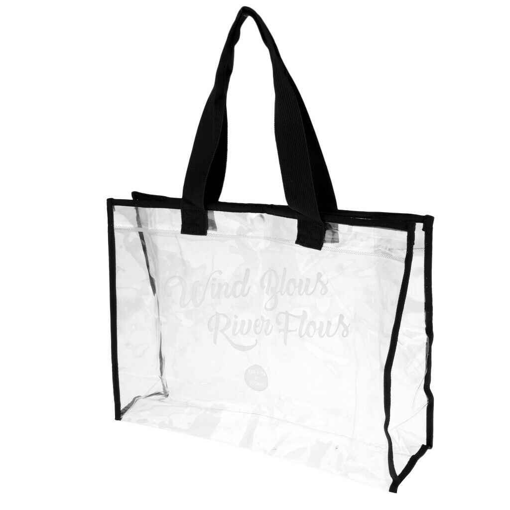 Waterproof Clear Hand Tote Bag for Outdoor Camping Swimming Beach Black